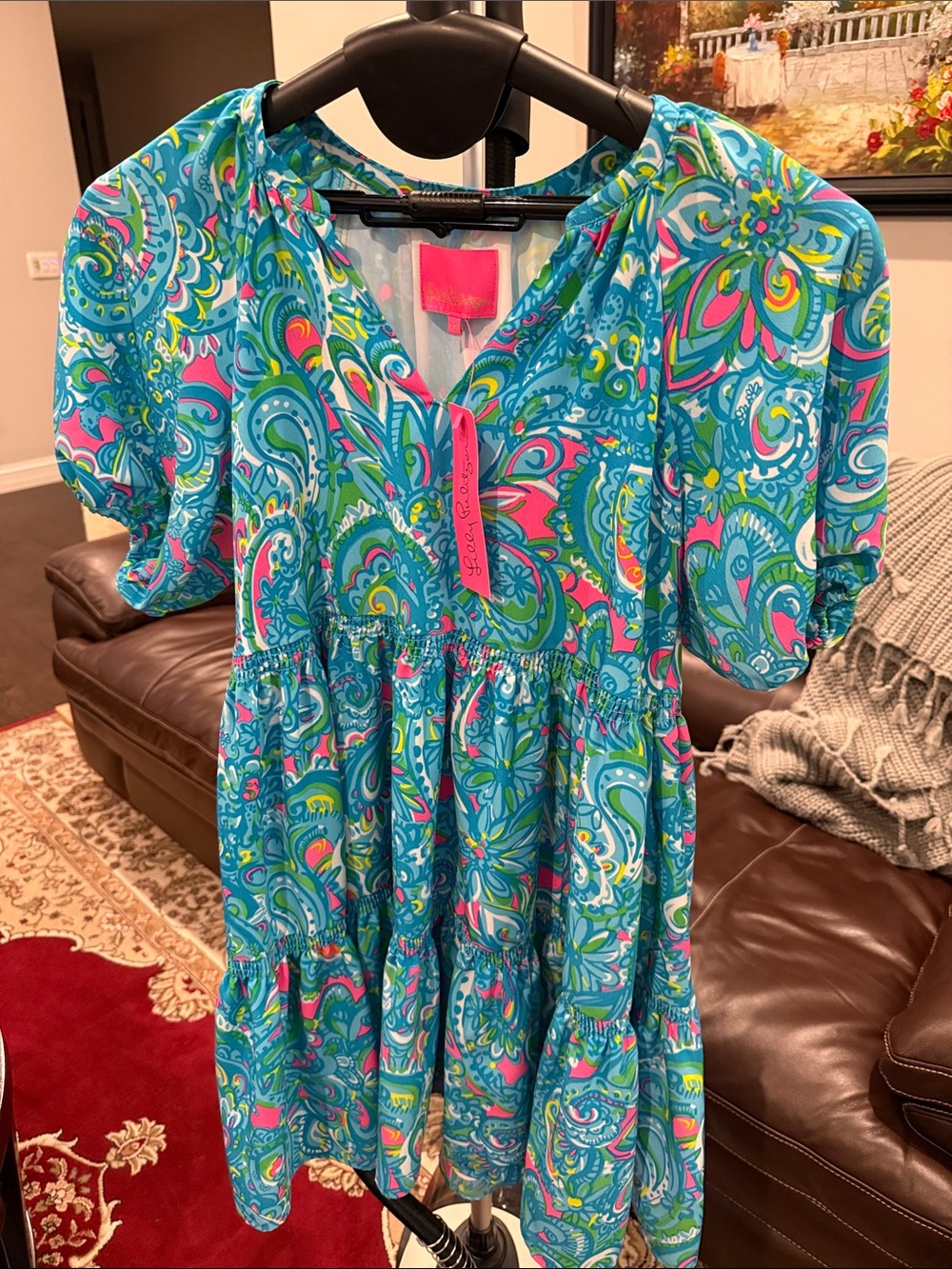 Lilly Pulitzer Bright Paisley Tiered Shift Dress - Turquoise, Pink & Lime